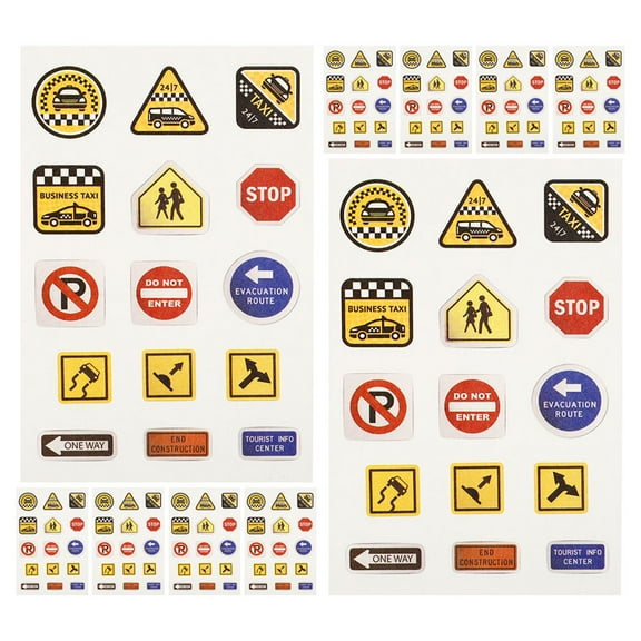 FELTECHELECTR 20 Sheets Assorted Color Paper Traffic Sign Stickers for Kids Room Decor Educational Toy Diy 12.0x8.0x0.4in