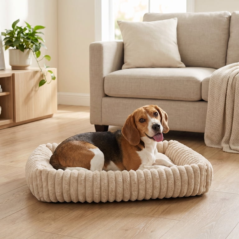 Vibrant Life Medium Thick Cord Pet Bed, Tan, 27 in x 21 in