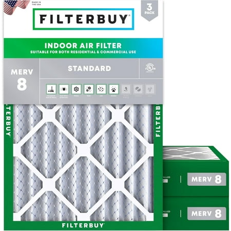 

Filterbuy 21x23.25x4 MERV 8 Pleated HVAC AC Furnace Air Filters (3-Pack)