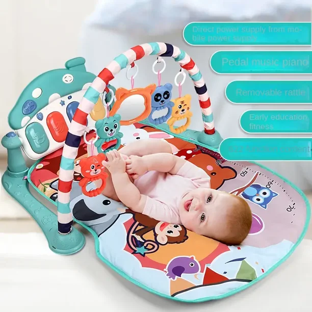 Toddler Baby Pedal Piano Fitness Rack For Baby 0-12 Months, USB Charging With Sound Light Game Blanket Educational Toys Gong Bohan unisex