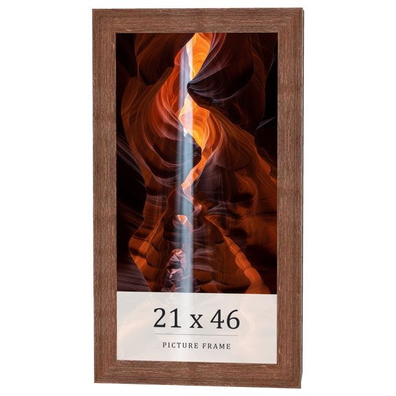 21x46 Frame Brown Farmhouse Solid Wood Picture Frame Width 1.5 Inches | Interior Frame Depth 0.5