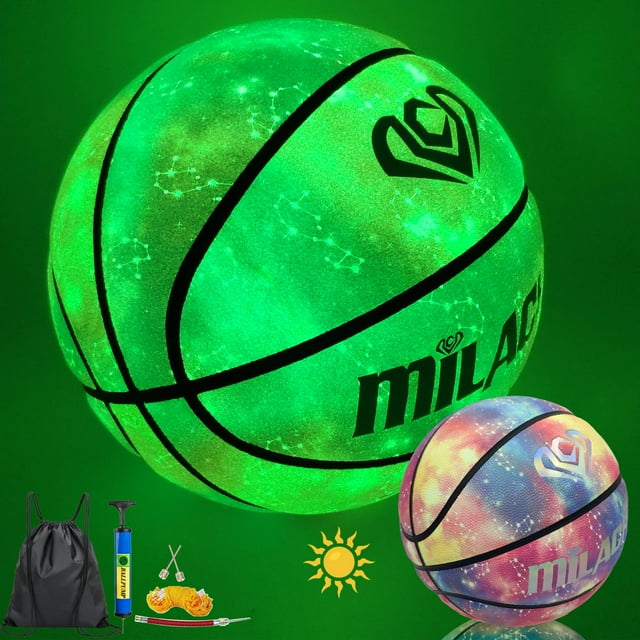 Baloncesto MILACHIC que brilla en la oscuridad, tamaño 7, para interiores y exteriores