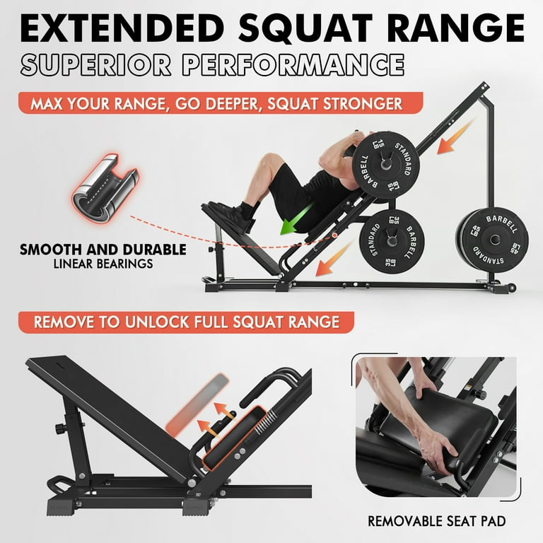 syedee Leg Press Hack Squat Machine Leg Exercise Machine with Linear Bearing Lower Body Special with Weight Storage for Quads Hamstring Glutes