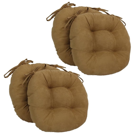 16-inch Solid Micro Suede Round Tufted Chair Cushions (Set of 4) - Camel