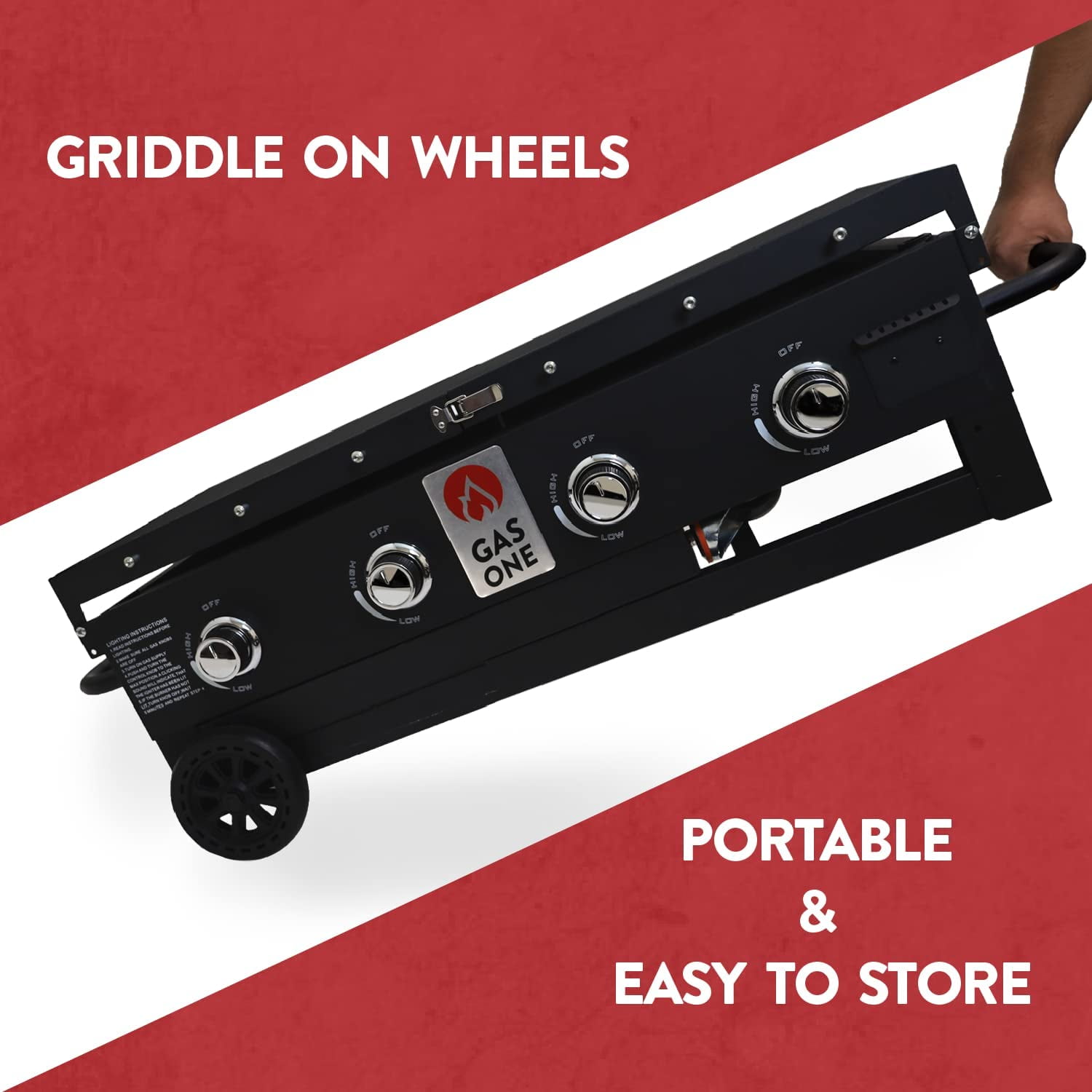 GasOne Propane Burner Grill – 36-Inch Flat Top Grill Griddle Cooking Station – Foldable 4 Burner