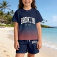 thumbnail image 2 of Jamsmile Toddler Girls Sports Outfits Sets Gradient Letters Print Summer Tshirts With Shorts Two Piece Kids Girls Tracksuits, 2 of 5
