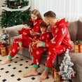 thumbnail image 2 of Matching Christmas Pajamas for Family Cute Reindeer Print One-piece Pajamas Xmas Hooded Sleepwear Nightwear, 2 of 7