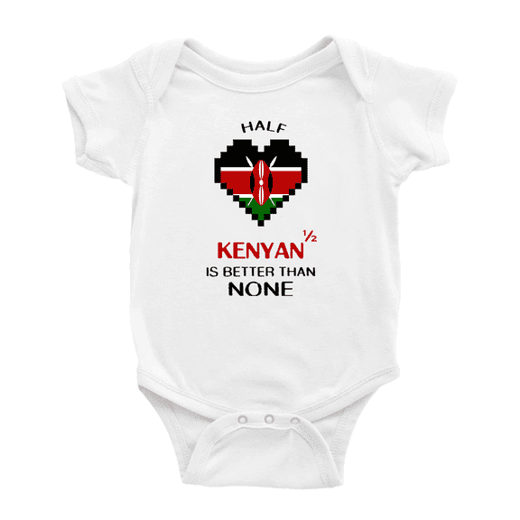 Half Kenyan Is Better Than None Cute Baby Romper Bodysuit For Boy Girl (White, 18-24 Months)