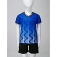 thumbnail image 2 of Sinleey Kids Boys Soccer Jerseys Sportswear Quick Dry Athletic Shirts T-shirt with Shorts Set Sports Blue 4XS, 2 of 6