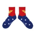 thumbnail image 2 of Wonder Woman Logo Red White and Blue Athletic 3-Pack Quarter Crew Ankle Socks, 2 of 7