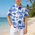 thumbnail image 2 of WUANDIXFA Kids Vibrant Hawaiian Shirt Beach Party Style Boy's Girl's Fun Print (Blue, 11-12 Years), 2 of 7
