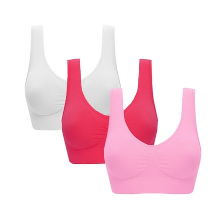 

3PC Sports Bras For Women High Support Large Bust Double Women Plus Size Strapless Bra Bandeau Tube Removable Padded Top Stretchy