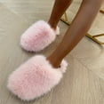 thumbnail image 3 of Women's Winter Fuzzy Slippers Plus Size Woman Luxury Furry Faux Fur Slippers Plush Warm Home Cotton Shoes Indoor Fur Slides (Pink Fox,280(25.5cm)), 3 of 7