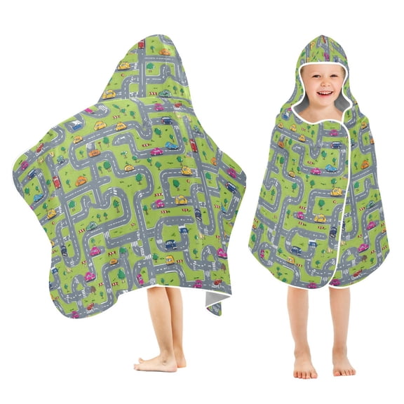 joogoo Cartoon Truck Excavators-1 Kids Hooded Beach Towel Baby Bath Towel 23.5"x50"