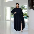 thumbnail image 6 of Plus Size Women Long Sleeve Tops and Split Skirts 2 Piece Obsidian Dress Outfits, 6 of 11