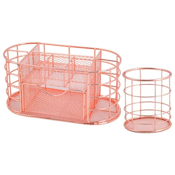 Organizer, Cute Mesh Office Supplies Accessories Desktop Organization & Decor, Pen Holder Organizer - Rose Gold