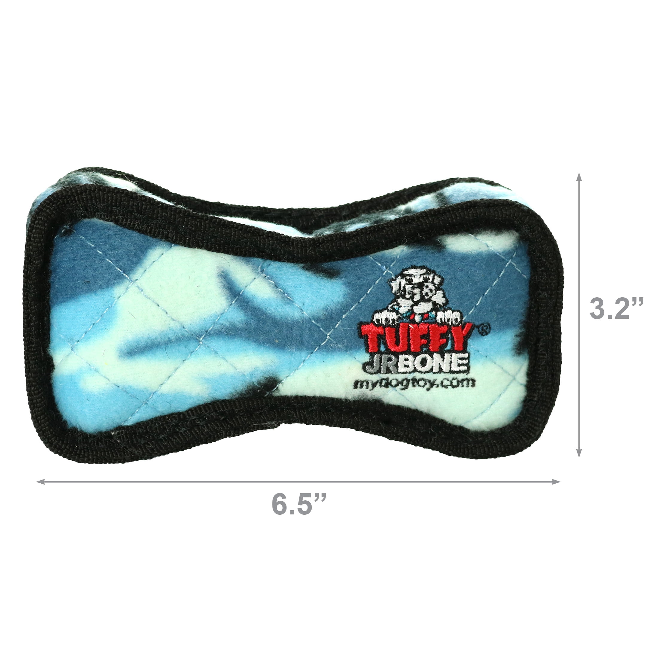 Tuffy Junior Bone2 Camo Blue Durable Plush Squeaky Dog Toy