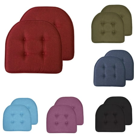 

Chair Cushion Memory Foam Pads Tufted Slip Non Skid Rubber Back U-Shaped -2 Pack