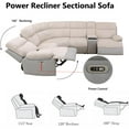 thumbnail image 3 of Power Reclining Sofa Set, Fabric Sectional Couch with LED Light,Living Room Furniture Sets, Modern Power Recliner Sofa with Storage Console for Living Room Home Office (Beige&Gray), 3 of 5