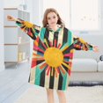 thumbnail image 5 of FORMRS Wearable Blanket Hoodie with Sleeves for Kids Cozy Flannel Sweatshirt, Geometric Sun, 5 of 7