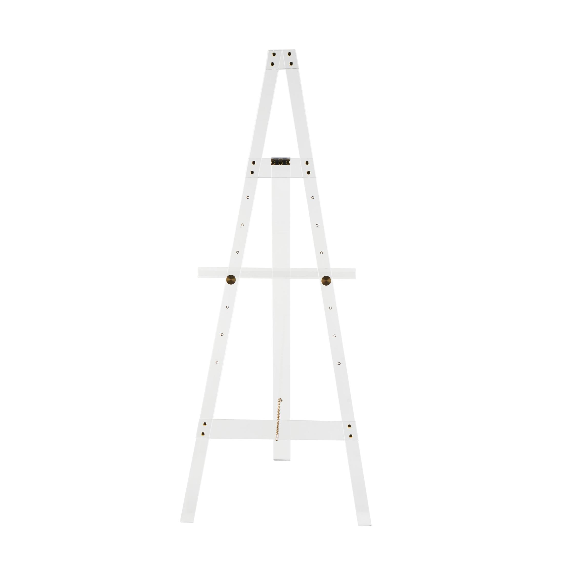 DecMode 19" x 56" Clear Acrylic Plastic Tall Adjustable Floor 7 Tier Easel with Gold Metal Hardware, 1-Piece