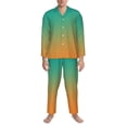 thumbnail image 3 of Fotbe Orange To Teal Gradient1 Pijama de Hombre con Estampado de Manga Larga, Conjunto de 2 Piezas, Ropa de Dormir Suave y Cómoda con Bolsillos-Large, 3 of 7