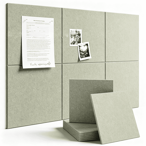 CCOCC Large Cork Board 48" X 36" Alternative - 12 Pack Felt Wall Tiles, 30 Pushpins, Cork Boards for Walls Pin Board Bulletin Board Office Decor (Sage)