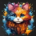 thumbnail image 3 of CafePress - Cute Cat Watercolor - Women's Long Sleeve Dark Pajamas, 3 of 3