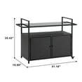 thumbnail image 5 of Syngar Patio Bar Cart on Wheels, Outdoor PE Wicker Bar Counter Table with Glass Top and Storage, Rolling Beverage Bar Counter Table, Wine Serving Cart for Garden, Porch, Backyard, Poolside, Black, 5 of 10