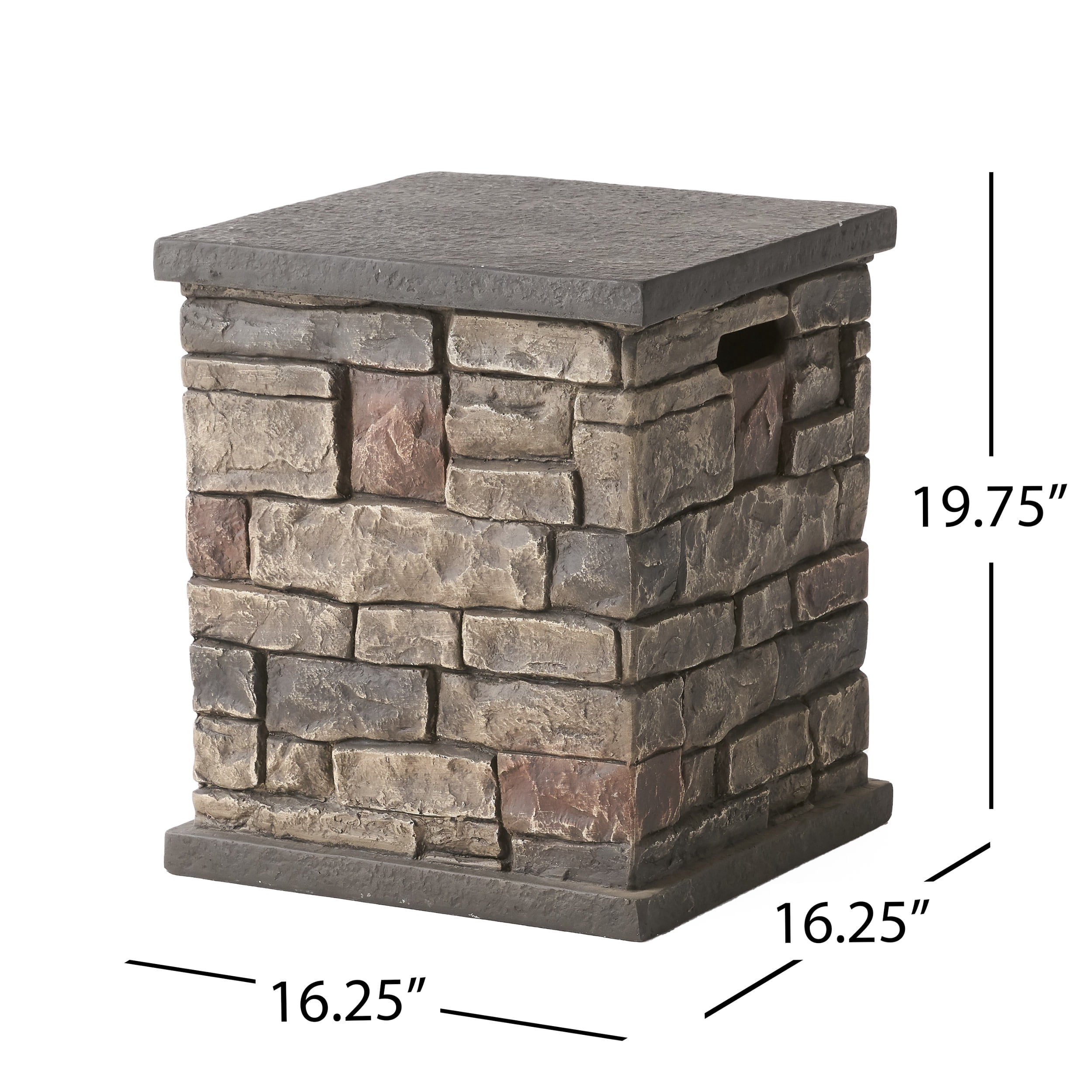 Fox Lightweight Concrete Outdoor Tank Holder Side Table, Stone Finish