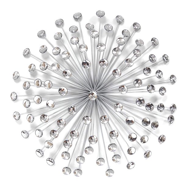 24" X 5" X 24" Silver Acrylic Burst Wall Decor