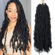 thumbnail image 1 of Violeta 18 pulgadas nuevo pelo de ganchillo sintético Locs suaves pelo de ganchillo trenzas sintéticas naturales pre-bucle sintético raíces afro trenza para mujeres negras (18 pulgadas, 6 paquetes 1B), 1 of 5