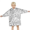 thumbnail image 3 of Football Icons Pattern Blanket Hoodies for Kids 6-13YR Oversize Wearable Blanket Hoodies for Boys Girls Teens, 3 of 7