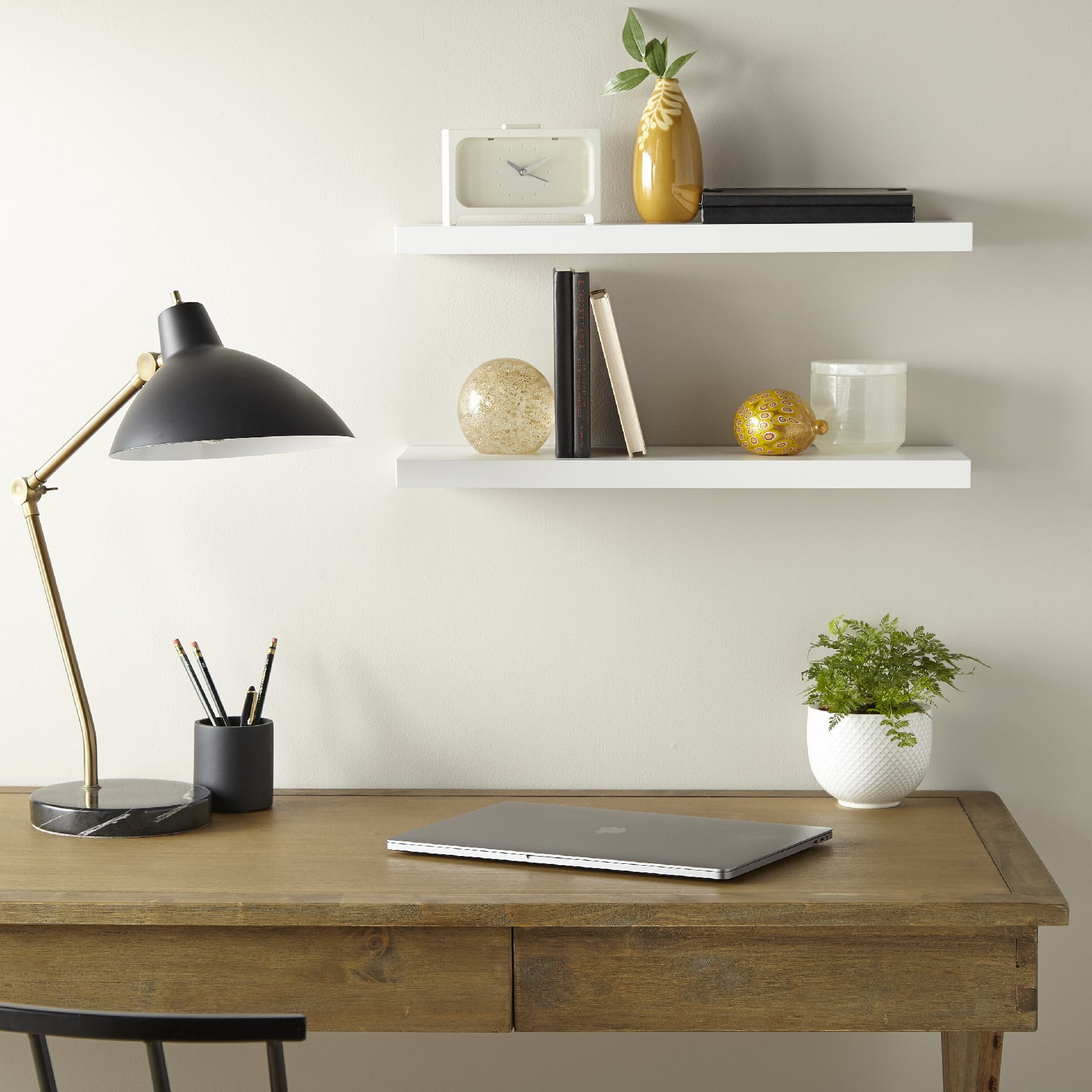 Ophanie 22.5 inch Wood Floating Shelves Wall Mounted Shelves, 6.7 x 23 Inch, White, Set of 2