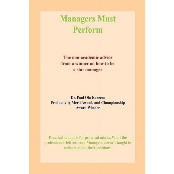 Managers Must Perform (Paperback)