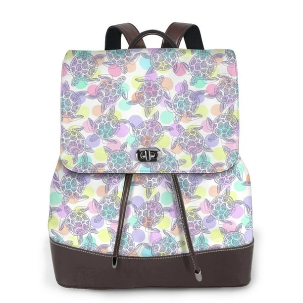 Disketp Sea Turtles Mochila de Cuero para Mujer, Bolso de Espalda Antirrobo con Estilo para Viaje, Trabajo y Uso Diario