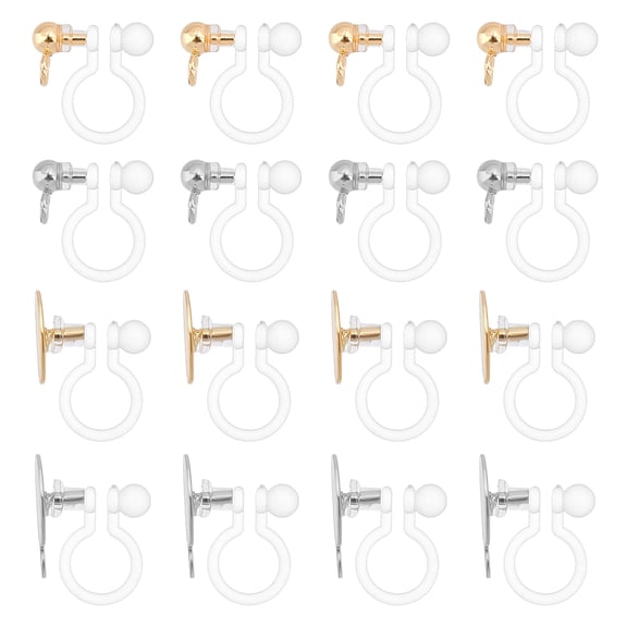 32Pcs 2 Style Clip-on Earring Converter Component Transparent Plastic U Type Clip-on Earrings with 1mm Loop Golden and Stainless Steel Earring Finding