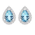 thumbnail image 2 of Dazzlingrock Collection 6X4mm Pear Blue Topaz & Round White Diamond Teardrop Pushback Stud Earrings for Women (0.15 ctw, Color I-J, Clarity I1-I2) in 14K White Gold, 2 of 4