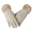thumbnail image 2 of Eoperou 1 Pair Bowknot Decor Thickened Solid Color Women Gloves Autumn Winter Double-sided Fleece Touch Screen Driving Gloves, 2 of 7