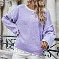 thumbnail image 6 of JINMGG V Neck Sweaters for Women Fall Winter Clearance,Women's Fashion Solid Loose Round Neck Long Sleeve Pullover, 6 of 7