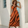 thumbnail image 5 of Wild Tiger Stripe Pattern Womens Night Club Maxi Dress V Neck Sleeveless Bohemia Long Dresses, 5 of 9