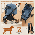 thumbnail image 6 of LIFERUN Foldable Dog Stroller for Medium Dogs Cats up to 55 lbs, Aluminum and Carbon Steel Frame Pet Stroller, Height-Adjustable Handle, 4 Wheels, Blue, 6 of 9