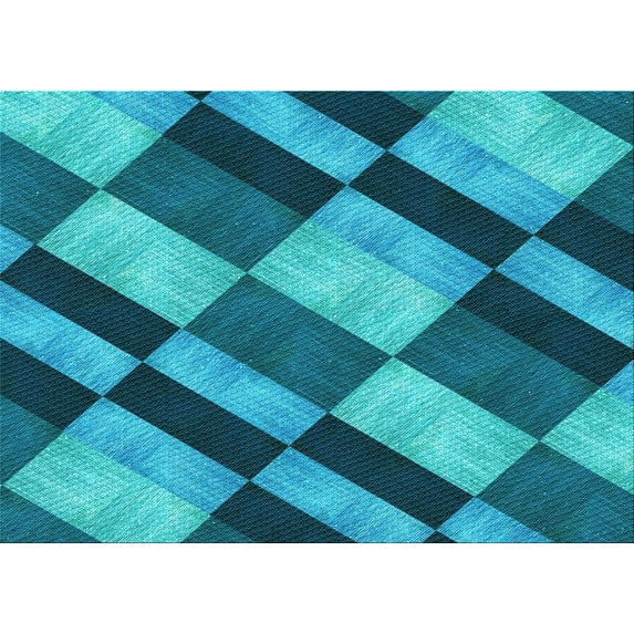 Ahgly Company Indoor Rectangle Patterned Teal Green Area Rugs, 2' x 4'