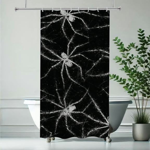 RKSupls Christmas Shower Curtain, Spider Shower Curtain with Hooks for New Year Home Bathroom Decor Washable Curtains, 36x72 in