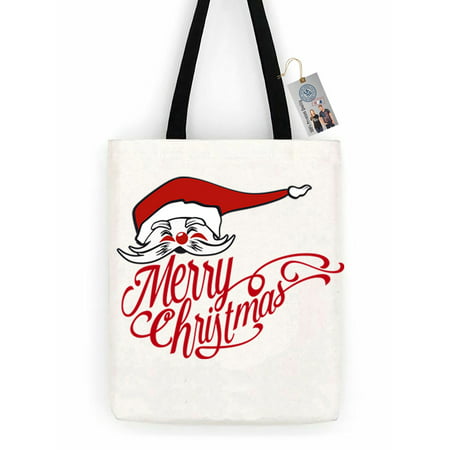 Merry Christmas Santa Cotton Canvas Tote Bag Day Trip Bag Carry