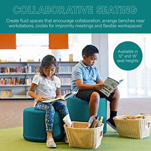 SoftScape 18" Round Ottoman, Collaborative Flexible Seating for Kids, Teens, Adults Furniture for Classrooms, Libraries, Offices and Home, Junior 12" H - Teal - image 3 of 5