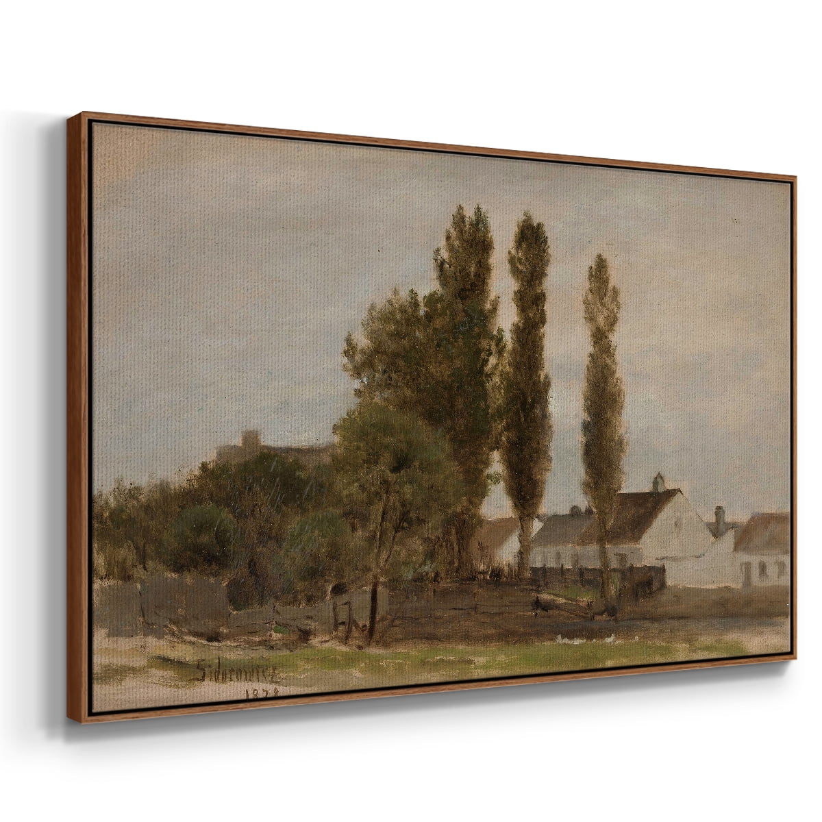 Vintage Landscape-CCXXX By Wexford Home Framed in Walnut Wood Gallery Wrapped Canvas 25 in. x 37 in.