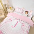 thumbnail image 3 of Manfei Elegant Bow Design Duvet Cover Set For Girls,Pink J Personalized Initial Bedding Full For Kids,Pink Reversible,3-Piece(No Comforter), 3 of 6