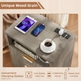 thumbnail image 3 of 2 Drawer Nightstand Set of 2 with Charging Station, Modern Bedside Tables with Fluted Drawers, Small End Tables for Living Room, Grey, 3 of 8