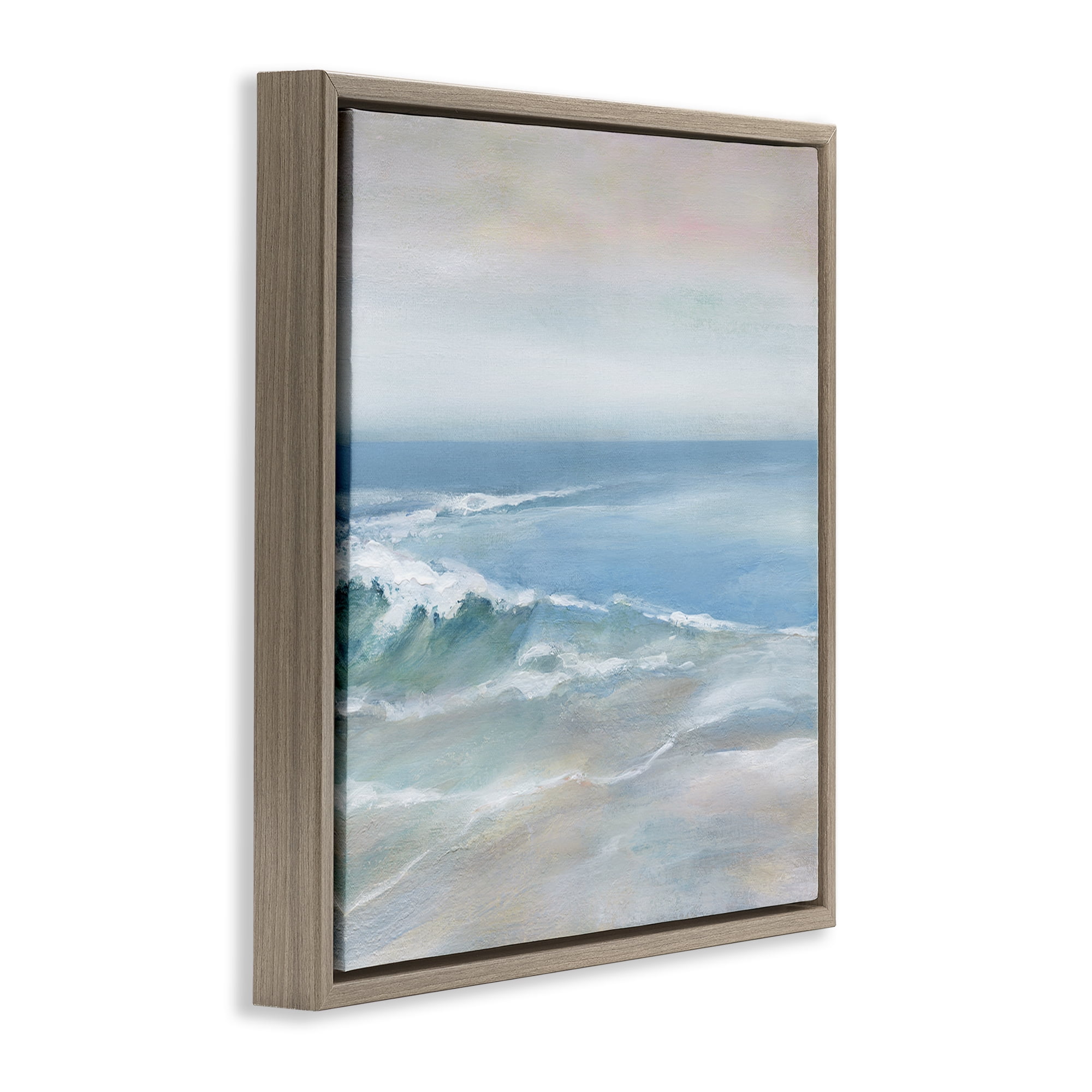 Stupell Industries Cresting Waves Near Shore Nautical & Beach Painting Brown Floater Framed Canvas Art Print Wall Art, 25 x 25